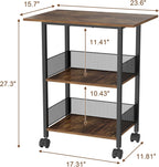 Bar Cart, Mobile 3-Tier Serving Cart with Lockable Wheels, Freestanding Wine Rack & Liquor Cabinet for Kitchen, Dining Room, Home Bar in Black