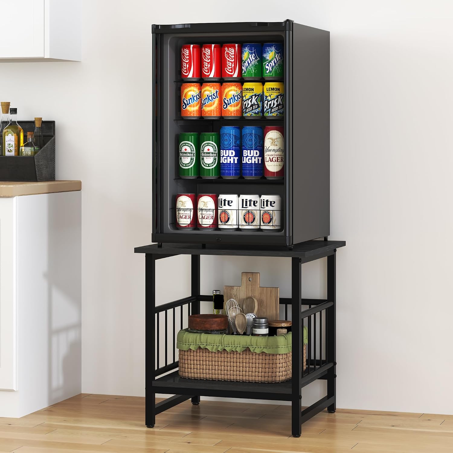 EazeHome 18" Square End Table, Modern Nightstand Side Table, Nightstand with Open Storage Shelf for Living Room, Heavy Duty Stand of Mini Beverage for Dorm, Kitchen Room, Black