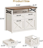 Farmhouse 4 Drawer File Cabinet with Open Storage Shelf, Lateral Filing Cabinet Fits Letter/A4/ Size, Home Office Filing Organizer, Document Storage Printer Stand for Office and Home. Uunique White