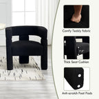 Sherpa Barrel Accent Chairs Set of 2, Modern Boucle Dining Room Chairs, Comfy Upholstered Side Chair with Arm, Cozy Sitting Chair for Bedroom/Kitchen/Living Room/Office, Black