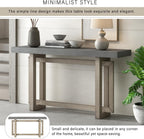 59 Inch Solid Wood Console Table, Table Sofa Table for Entryway, Hallway Living Room, Foyer, Contemporary Minimalist Style, Grey