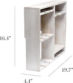 Elegant Designs HG1029-WWH 16.4" Wine & Dine Wooden Wall Mounted Wine Rack Shelf, Stemware Holder, for Dining Room, Bar, Kitchen, White Wash