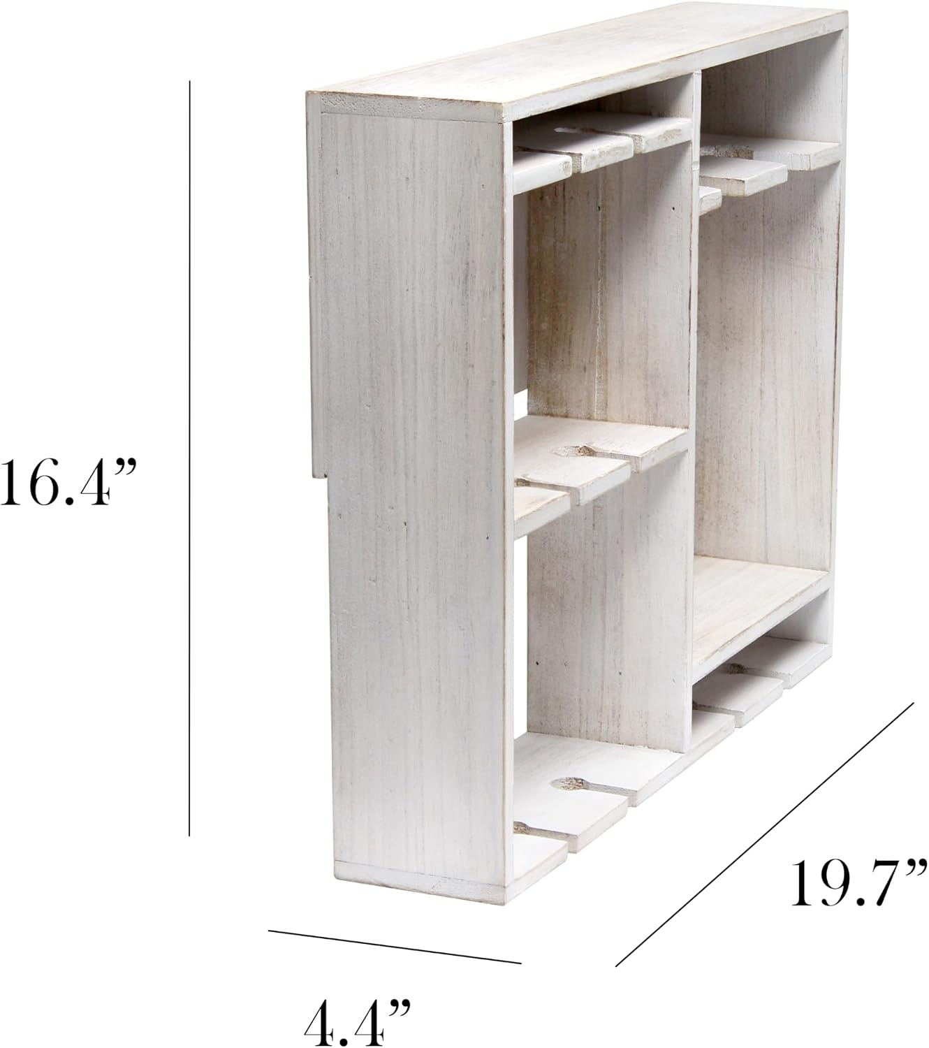 Elegant Designs HG1029-WWH 16.4" Wine & Dine Wooden Wall Mounted Wine Rack Shelf, Stemware Holder, for Dining Room, Bar, Kitchen, White Wash