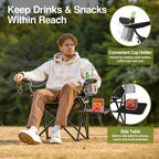XGEAR 2-Pack Camping Chairs 350LBS Heavy Duty Folding Chair with Side Table | Portable, Sturdy, With Cup Holder, Collapsible for Tailgating, Beach, Fishing, Backyard, Black
