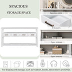LUMISOL Console Table with 4 Drawers and 3-Tier Open Shelves, Wood Sofa Table Behind Couch with Metal Handles, Entryway Table for Living Room Foyer and Kitchen, White