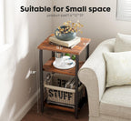 Sweetcrispy 3-Tier End Tables with Adjustable Feet, Bed Side Table, Small Nightstand for Bedroom, Office, Living Room Furniture, 2 Pack, Rust