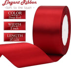 Deep red Solid Satin Ribbon 2 Inch 25 Yards Solid Polyester Fabric Ribbon for Gift Wrapping Wedding Christmas Baby Shower Birthday Party Decoration Handmade Immortal Flower Craft