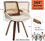 Set of 2 Swivel Dining Chairs - Kitchen Swivel Chairs with Bentwood Frame with Ergonomic Rattan Back, Curved Arms, Walnut Dining Chairs for Kitchen/Conference/Restaurant/Living Room (Walnut Beige)