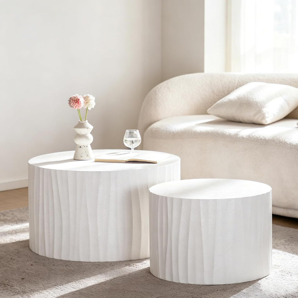 Modern Round Nesting Coffee Table Set of 2, Side Tables for Living Room