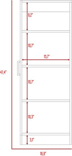 Kitchen Pantry 47" H, 1 Door Cabinet, 4 Interior Shelves, White