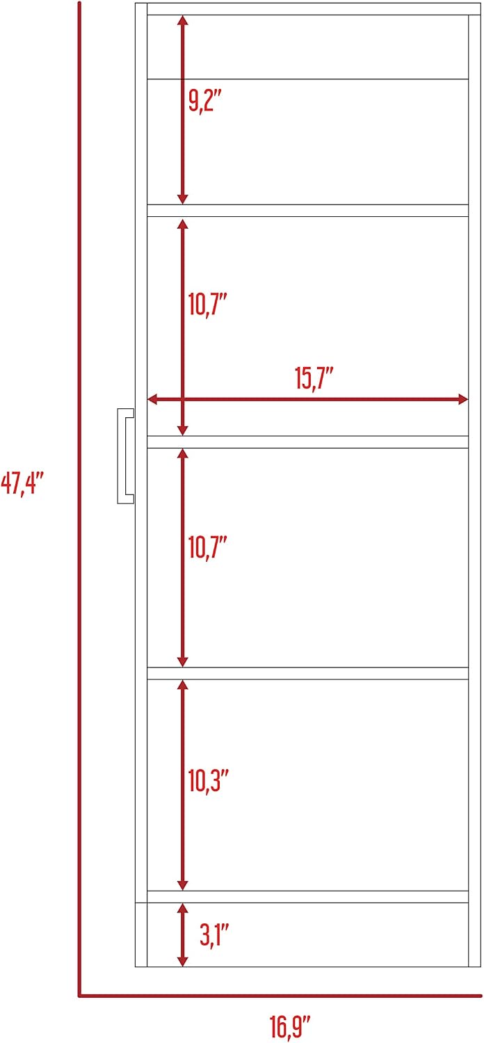 Kitchen Pantry 47" H, 1 Door Cabinet, 4 Interior Shelves, White
