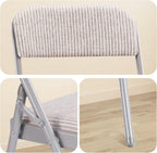 4 Pack Folding Chairs with PU Padded Cushion and Back, Commercial Grade Metal Chairs with Comfortable PU Leather Cushion for Home and Office, for Indoor and Outdoor Events (4, White-Fabric)