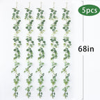 mizii 5 Packs 340" Artificial Vines Eucalyptus Garland Fake Vine with Silk Leaves Green Garland Faux Hanging Plants Greenery Decoration for Room Table Centerpieces Wedding Decor (Eucalyptus)