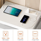 White Nightstand with Charging Station and LED Lights, Smart Night Stand, Modern Bedside Table with Drawers, RGB Lights, Power Outlets, USB and Type-C Ports, End Side Table for Bedroom Office (2)