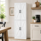 Kitchen Pantry Storage Cabinet, 68" Tall White Food Pantry Cabinet with Doors and Adjustable Shelves, Freestanding Farmhouse Storage Cabinet for Kitchen, Dining Room, Bathroom, Laundry Room (White)
