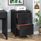 Vabches 2 Drawer Vertical File Cabinet, Wood Farmhouse Cabinet, Black | Filing Cabinet Fits A4/Letter Size, Under Desk Small File Cabinets Printer Stand with Storage for Home Office