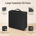 CD DVD Blu-ray Storage Binder with Handles, PU Leather Corver | Holds 200 Discs + 100 Booklet Pockets, for DVD/Blu-ray/Music CDs/Audio Disks, Portable Organizer
