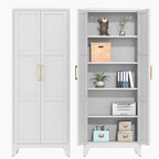 Coolsun Metal Pantry Cabinet, 71" Kitchen Pantry Storage Cabinet with 2 Doors and 4 Adjustable Shelves, Food Pantry Cabinet for Kitchen, Living Room, Dining Room, Home Office
