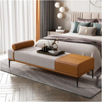 Modern Fabric Storage Bench for Entryway, Upholstered for Bedroom End of Bed, Living Room Footrest Ottoman, Orange Entryway(150 * 50 * 42cm)