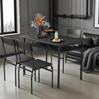 ECOTOUGE Dining Table Set for 4, Wood Kitchen Table and Chairs with Storage Shelves & Metal Frame, Compact Mid-Century Modern Rectangle Dinner Table Sets for Small Space, Apartment, Black