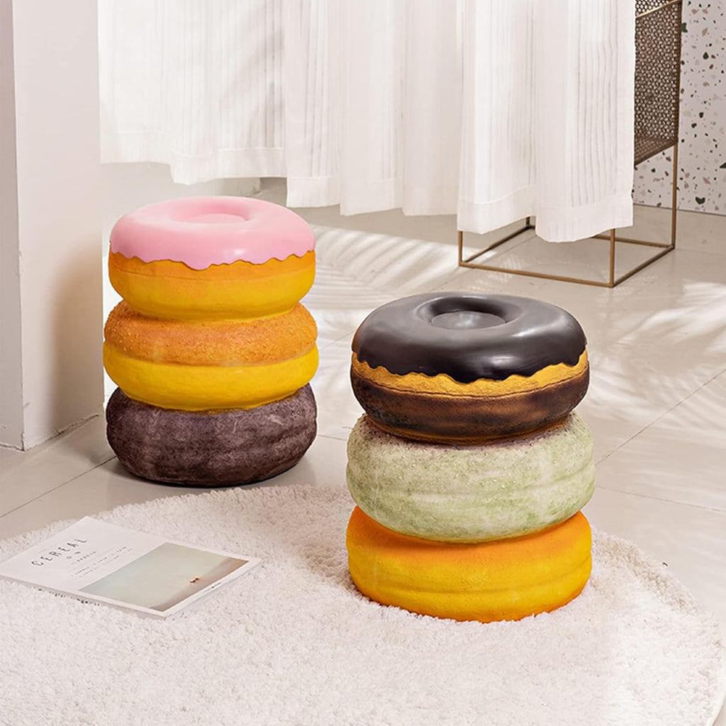 Food Shoe Changing Stool, Simulated Food Stool Comfortable Retro for Home (Coffee Donut)