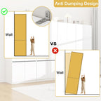 White Armoire Wardrobe Closet: 74" Wooden Wardrobe Closet with 8 Doors, Bedroom Armoires with Hanging Rod, Tall Closets Cabinet for Hanging Clothes (126")