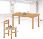 43.3 inch Solid Wood Indoor Modern Rectangular Dining Table Set for 4, Table and 4 Solid Wood Dining Chairs for Kitchen, Bar, Living Room, Breakfast Nook, Natural