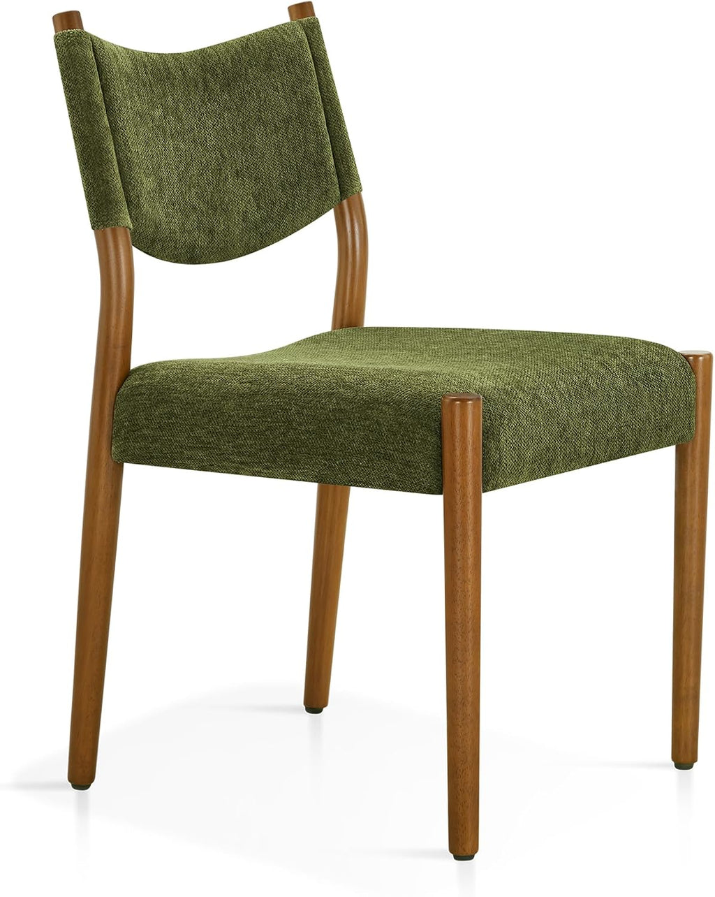 KISLOT Dining Chairs Set of 2, Ergonomic Upholstered Wood Chairs, Green | Mid Century Modern Dining Room Chairs, Ergonomic Farmhouse Kitchen Chairs with Solid Rubber Wood Frame, Antique Walnut Leg