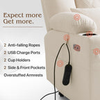 Power Lift Recliner Chair for Elderly with Extended Footrest, Infinite Position Lay Flat Recliner Chair for Adult W/Massage & Heating, Adjustable Headrest, 3-Motor Zero Gravity,Cup Holder, Fabric