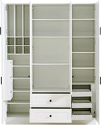 Kitchen Pantry with 6-Door, Drawers, Adjustable Shelves, Pull-Out, White | Spacious 53.2" freestanding sideboard with 6 doors, white finish, ideal for dining area, hallway, or living room display