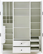 Modern Large Kitchen Pantry Organizer with Acrylic Doors, Wine Storage, and Adjustable Shelving for Ultimate Home Organization (White-M)