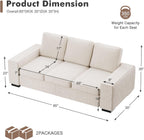 ELUCHANG 85" Modern Couches for Living Room, Natural Linen 3 Seat Sofa, Comfy Deep Seat Sofa, Spring Cushions, Removable Cover, Solid Wood Frame, Easy Assembly Loveseat for Small Space,Apartment,Beige