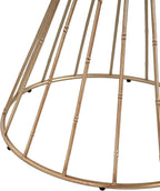 Vintage-Inspired Pine Side Table with Cut-Out Edge, Antique Gold & Natural Finish - Ready to Use