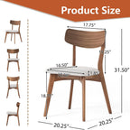 Modern Dining Chairs with Upholstered Cushion, Solid Rubber Wood Dining Chair with Comfortable Backrest, Sturdy Wooden Chairs for Kitchen, Dining Room (Walnut-Beige, 6 Sets)