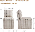 Upholstered Dining Chairs Set of 6 Slipcovered Armless Dining Chair with Solid Wood Legs, Soft Padded Upholstered Side Chair for Dining/Living/Readin Room, Banquet, Khaki Stripe