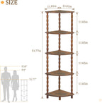MaxSmeo Corner Shelf, 5-Tier Corner Bookshelf for Small Spaces, Stylish Corner Storage Display Shelves for Bedroom, Bathroom, Kitchen, Living Room (Rustic Brown)
