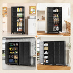 Yizosh Metal Storage Cabinet with 2 Doors and 4 Adjustable Shelves - 71" Black Kitchen Pantry Storage Cabinet,4-Tier Tall Steel Cabinet Locker for Living Room,Dining Room,Kitchen