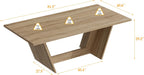 WOODTIME 81.5" W Dining Table with V-Shaped Base for 8-10 People, Modern Wooden Dinner Table for Dining Room Kitchen, Oak