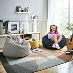 Bean Bag Chair, with Faux Rabbit Fur Cover for Teens and Kids, with Filling Memory Foam Bean Bag Chairs, Soft Faux Fur Fabric, 2.5 feet Round Fluffy Bean Bag Sofa Essential for Reading Games