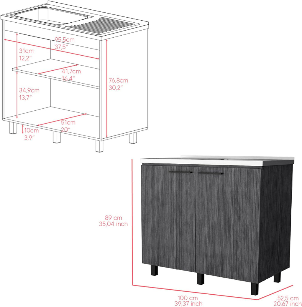 Utility Sink Cabinet Burwood, Kitchen, White