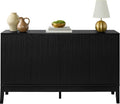 Best Choice Products 55" Modern 4-Door Sideboard Storage Cabinet, Buffet, Media Cabinet, Cupboard, Entryway Accent Table, Bookcase w/Reed Panels and Adjustable Shelves - Black