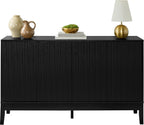 Best Choice Products 55" Modern 4-Door Sideboard Storage Cabinet, Buffet, Media Cabinet, Cupboard, Entryway Accent Table, Bookcase w/Reed Panels and Adjustable Shelves - Black