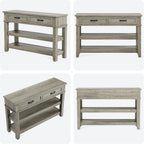GarveeHome Entryway Table, Console Table with 2 Storage Drawers, 3 Tier Farmhouse Wooden Sofa Table, Hallway Tables for Entryway, Living Room-Grey
