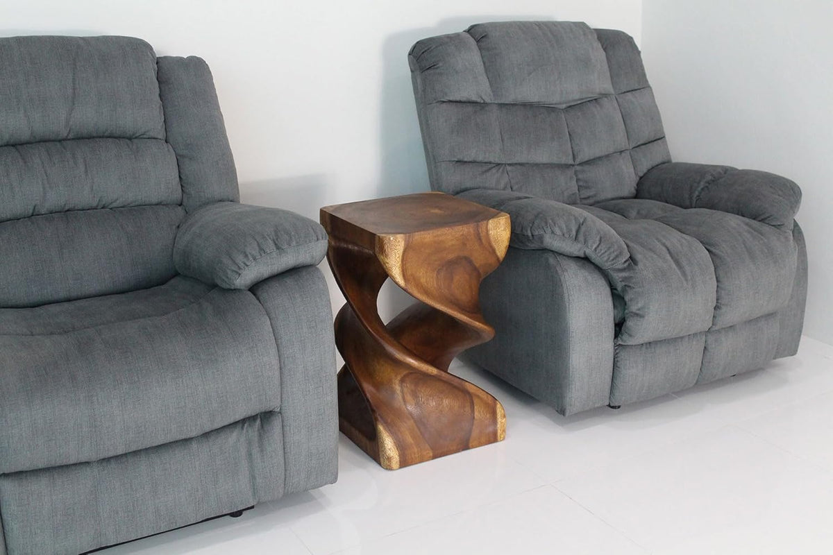 Haussmann Sculptural Double Twist Table, Solid Rain Tree Wood, Walnut‑Tone Oil