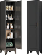 Bevivog Tall Narrow Storage Cabinet, 67" Single Door Metal Storage Locker Cabinet, Freestanding Tall Kitchen Pantry Cabinets for Small Space