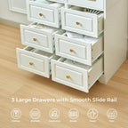 Armoire Wardrobe Closet, White Bedroom Armoires Cabinet with Mirror Door and 3 Drawers, 69.5" H Clothing Storage Cabinet with Hanging Rod & Sensor Light for Bedroom-Right