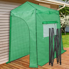 EAGLE PEAK Instant Pop-up Greenhouse, Indoor Outdoor Plant Gardening Green House, Roll-Up Zipper Doors and Side Windows, Lean-to 9x4 ft, PE Cover, Green/Clear