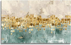 DZL Art A74681 Gold Abstract Painting Modern Decor Wall Art Gold Canvas Gray Contemporary Canvas Living Room Art 32.00'' x 48.00''