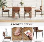 MALOL Leather Dining Chairs Set of 6, Modern Upholstered Dining Room Kitchen Chairs with Metal Legs and Wooden Back Support for Home Dining Room/Restaurant, Light Brown