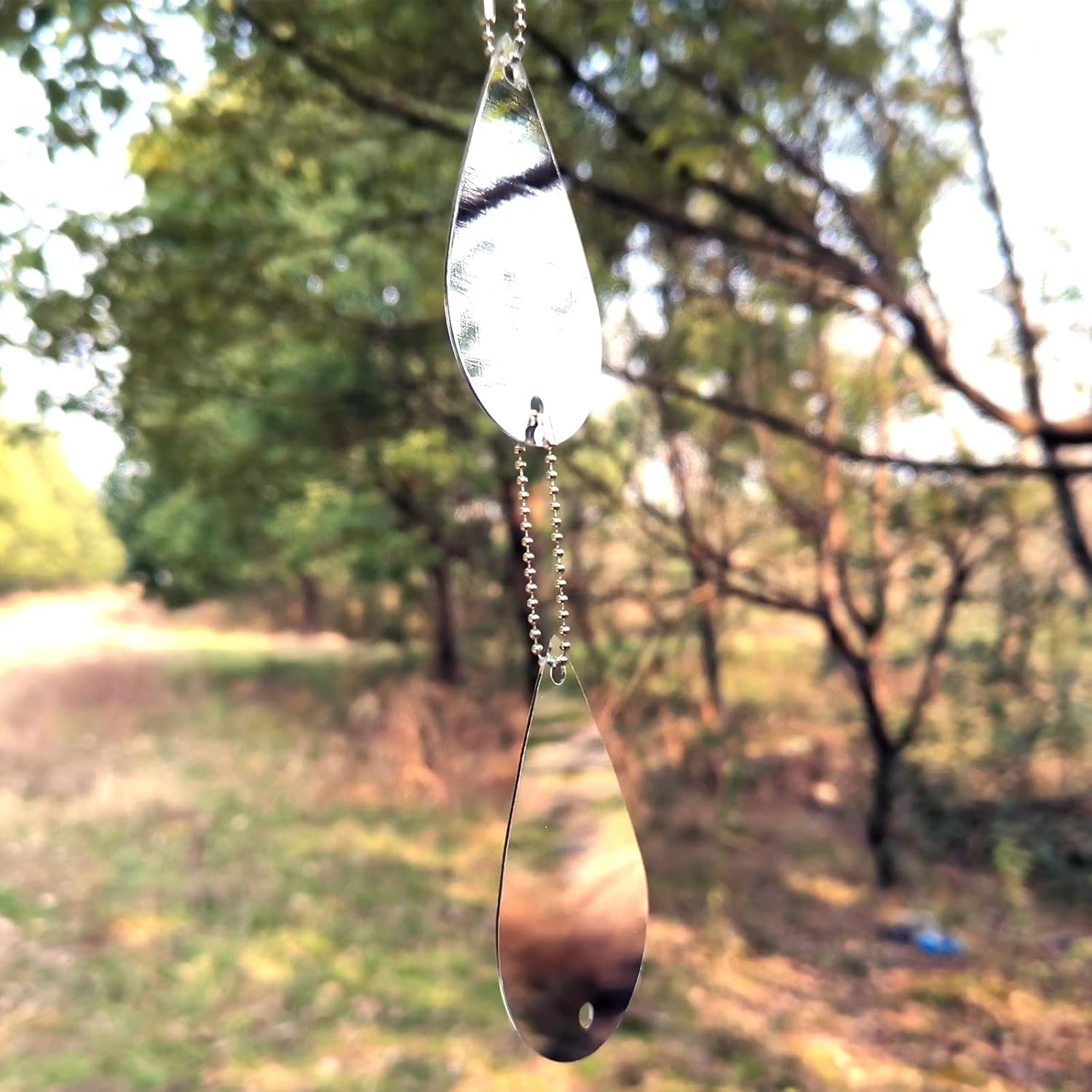 Keep Birds Away Mirror Disc, Hanging Reflectors to Scare Birds Away from Your House and Garden, 16 Drop Shape Discs